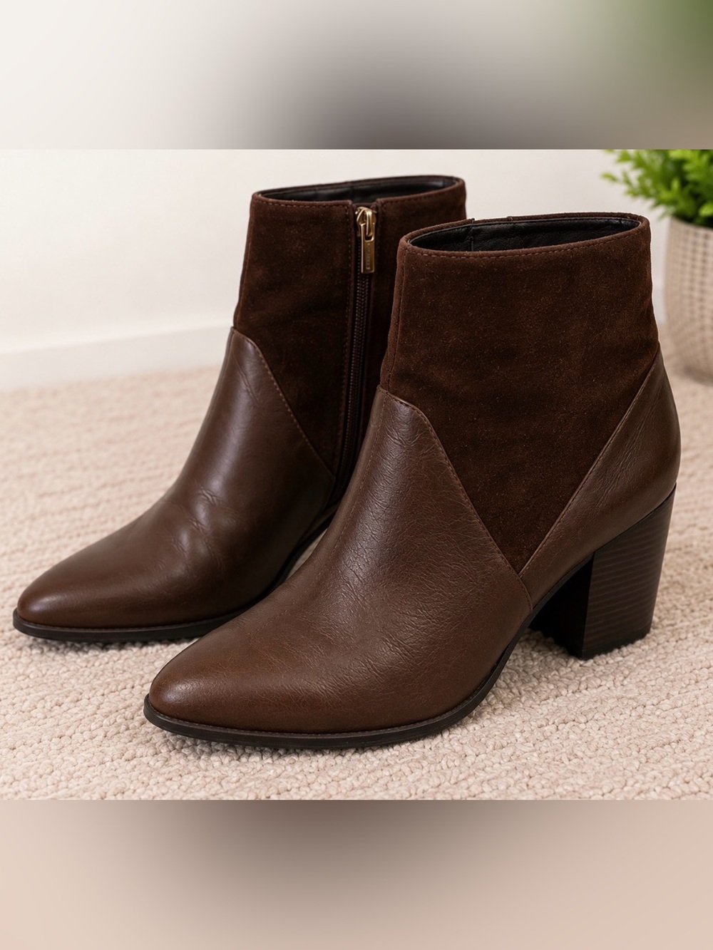 Vince Camuto Brown Leather & Suede Ankle Boots | Women’s Size 7M